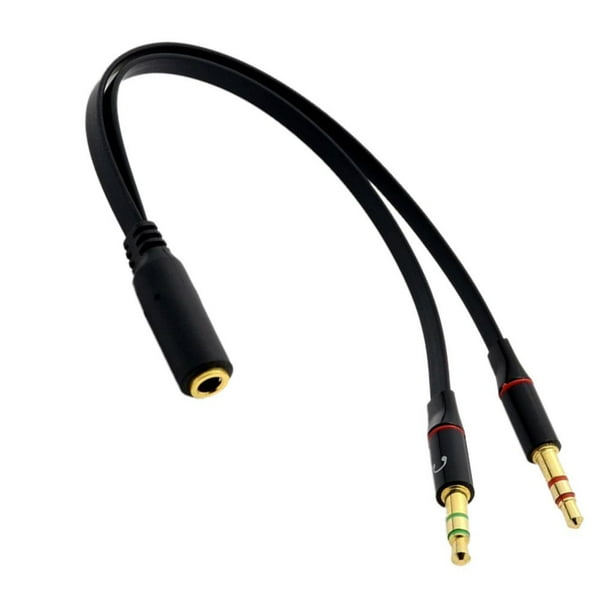 Cable Divisor De Audio En Y - Conector 3.5 Mm, 30 Cm, Color Negro, Para Compartir Auriculares