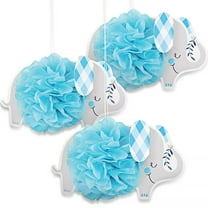 Elephant Hanging Tissue Pom Pom Decorations I Blue I 3 Pcs