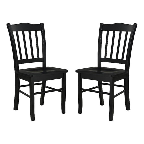Nova 18 Inch Dining Side Chair Set of 2- Slatted Backrests- Jet Black Wood