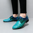 thumbnail image 6 of Men's Lace‑Up Oxford Dress Shoes, Crocodile Embossed Glossy Upper Footwear with Block Low Heel Outsole for Formal Events and Dress‑Up Occasions, 6 of 6