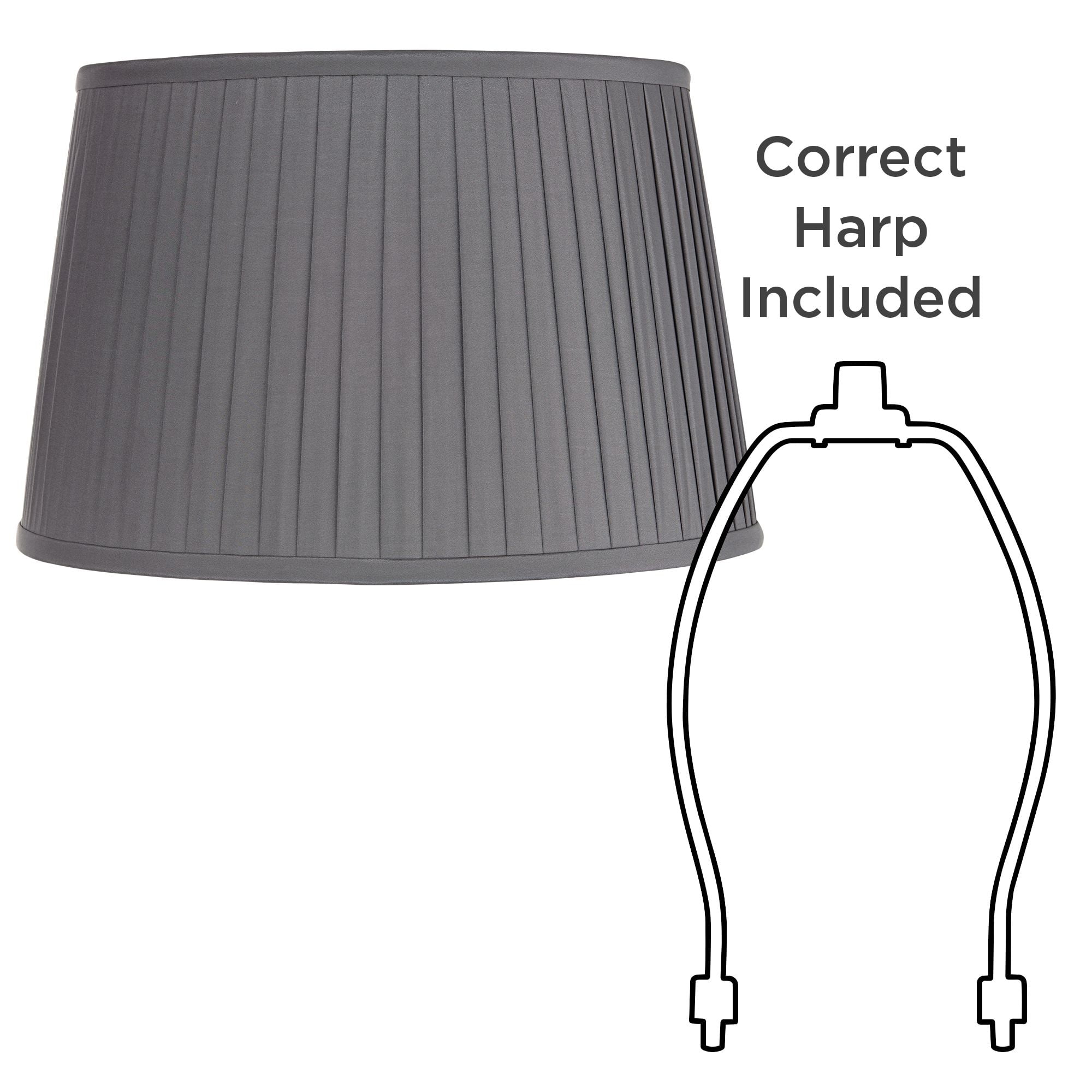 Springcrest 14" Top x 17" Bottom x 11" High x 11" Slant Lamp Shade Replacement Large Slate Gray Empire Pleated Spider Harp Finial