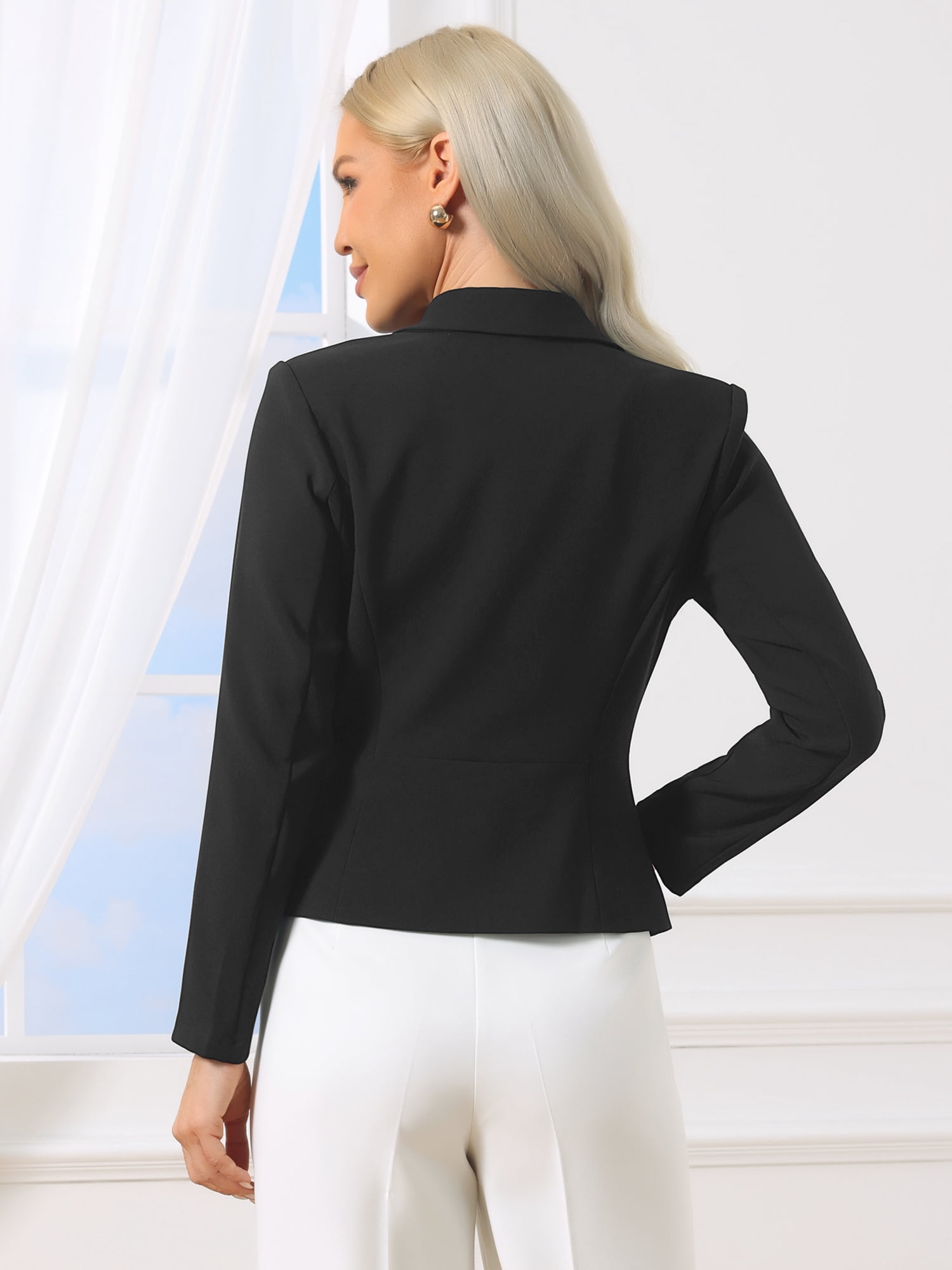 DARING DIVA Women's Casual Notched Lapel Long Sleeve Button Down Blazer XL Black
