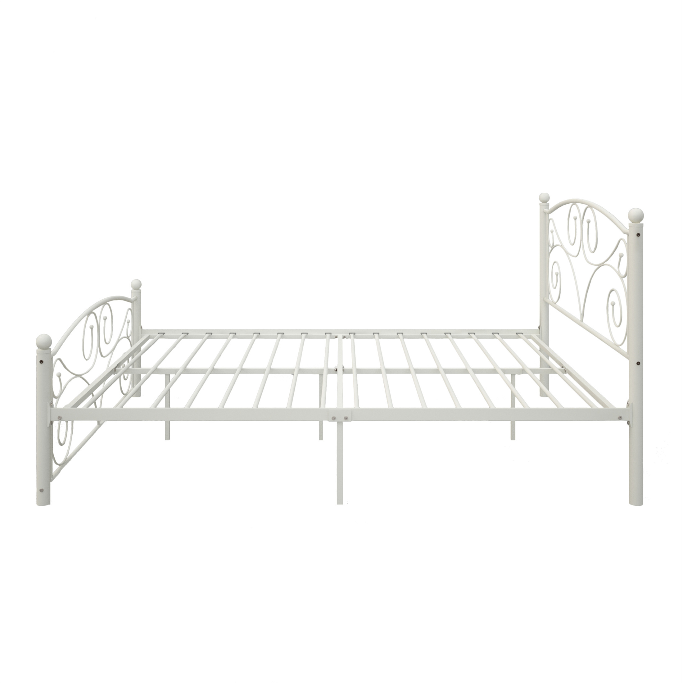 Aukfa Full Size Bed Frame, Metal Platform Bed with Headboard and Footboard, White