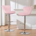 thumbnail image 2 of Nefoso Bar Stools Set of 2,Adjustable Bentwood Barstools,Velvet Leather Upholstered Bar Chair with Back and Footrest, for Bar, Kitchen, Dining Room,Pink, 2 of 8
