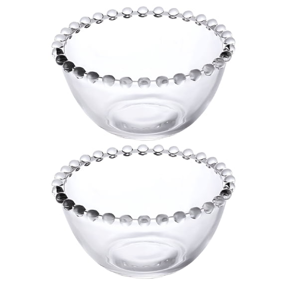ACDANC Clear Glass Dessert Bowls with Beaded Edges - 2pcs