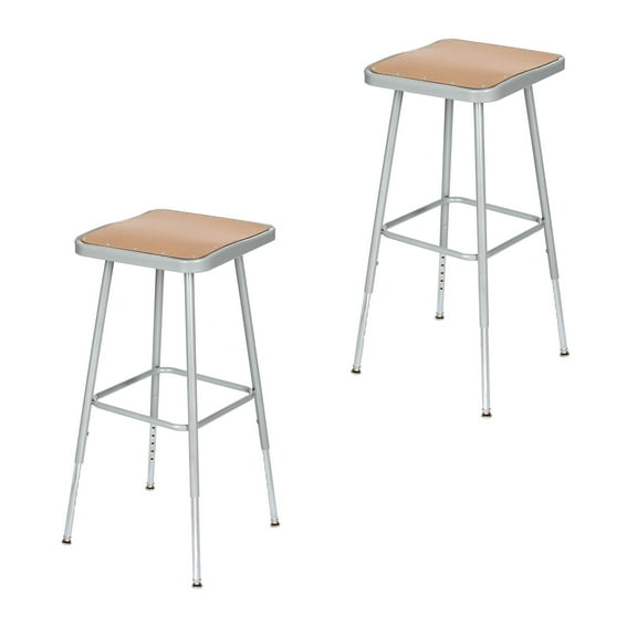 Hampden Furnishings Clint 25"-33" Masonite/Steel Square Science Stool, Grey, 2 Pack