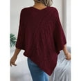 thumbnail image 5 of Arlun Poncho Knitted Cape Shawl Sweaters for Women Elegant Wrap V-Neck Cable Knit Hollow out Pullovers Loose Fit Comfortable Solid Color Sweater Tops Red S, 5 of 5