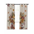 Autumn Plant Blackout Curtains 2 Panels Yellow Pumpkin Floral Linen ...