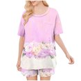 thumbnail image 4 of Conjunto de Pijama de las Mujeres de Moda Casual Color Sólido Casa Manga Corta Cuello Redondo Superior Y Pantalones, Ropa de Salón, 4 of 8