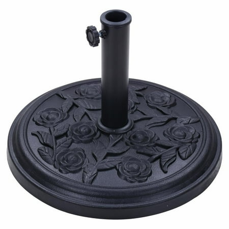- Deluxe Patio Umbrella Stand with Rose Design Base - Black