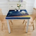 thumbnail image 3 of BANET Decorative Elastic Edged Square Fitted Tablecloth, Polyester Fitted Tablecover for Dining Room Fit Square Table White, 3 of 7