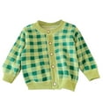 thumbnail image 1 of GDREDA Veste Cardigan Mignon pour Filles Manches Longues Boutonné Cardigan en Tricot à Carreaux Col Rond Pull Décontracté Vert, 3-4 Ans, 1 of 3