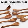Zulay Kitchen 9 Piece Teak Wooden Utensils Cooking Utensil Set Wooden Spoons including Salad