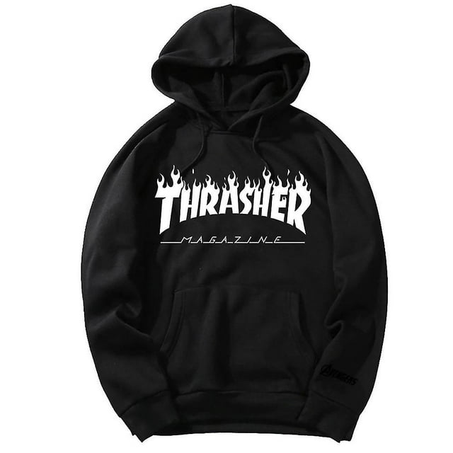 Unisex Thrasher Hoodie Letter Printed Sweatshirt Drawstring Hood With Pocket