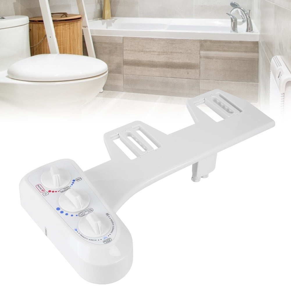 BIMZUC G1/2 Thread Bidet Attachment Toilet Seat Double Nozzle Hot Cold Water Adjustable Pressure Self Cleaning White 9.8 ft / 3m Hose