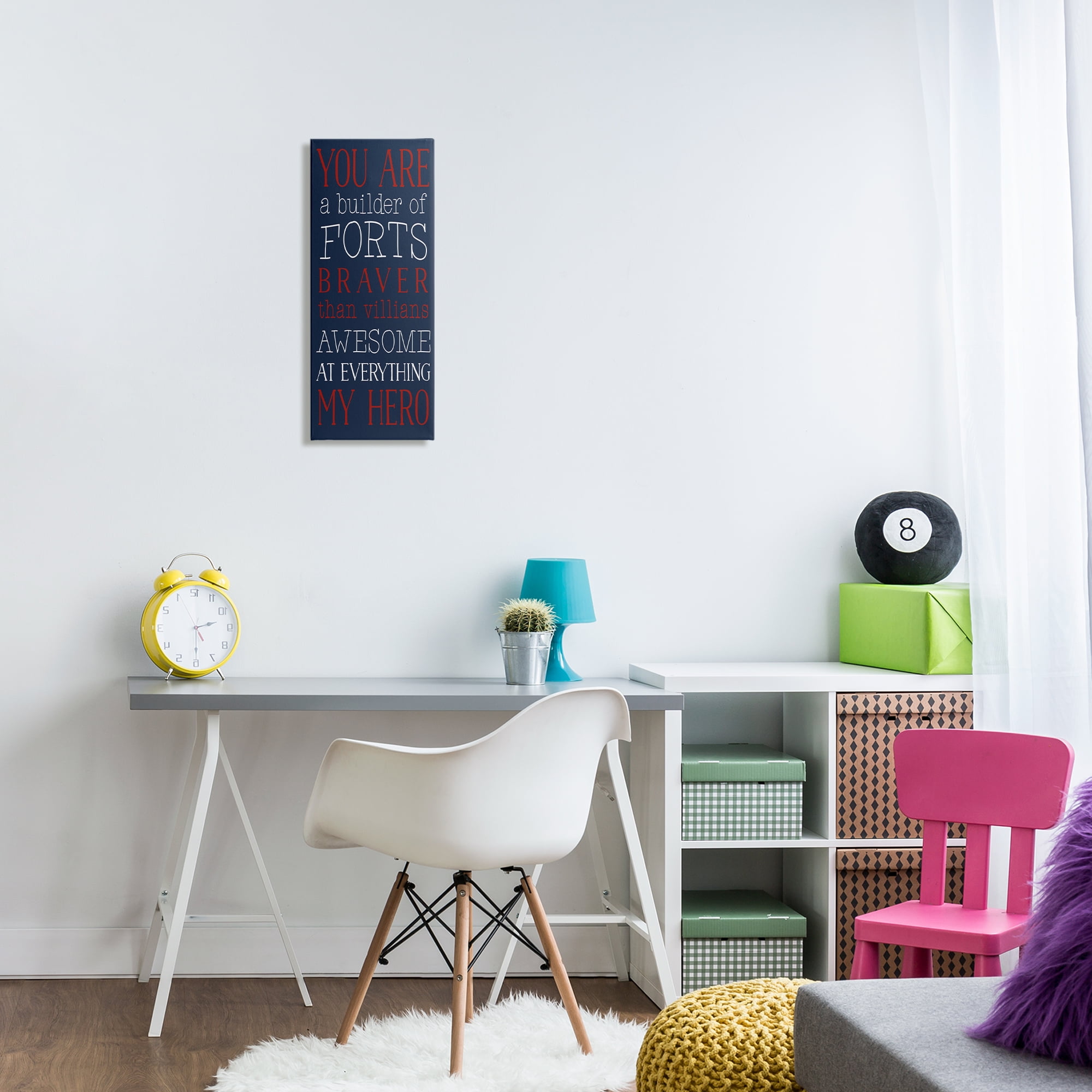 Stupell Industries You Are My Hero Typography Painting Gallery Wrapped Canvas Art Print Wall Art, 10 x 24