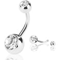 thumbnail image 5 of Woeilo 15 Pieces Women Belly Bars Navel Buttons Rings Colored Rhinestone Inlay Body Piercing Barbells Random Color, 5 of 5