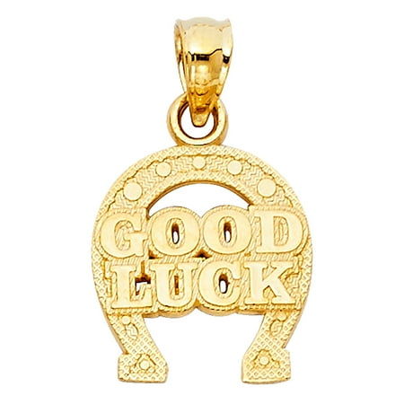 Lucky Horseshoe Wish Stone - Jewels By Lux 14K Yellow Gold Lucky Yellow Gold Horseshoe Pendant 13mm X 12mm