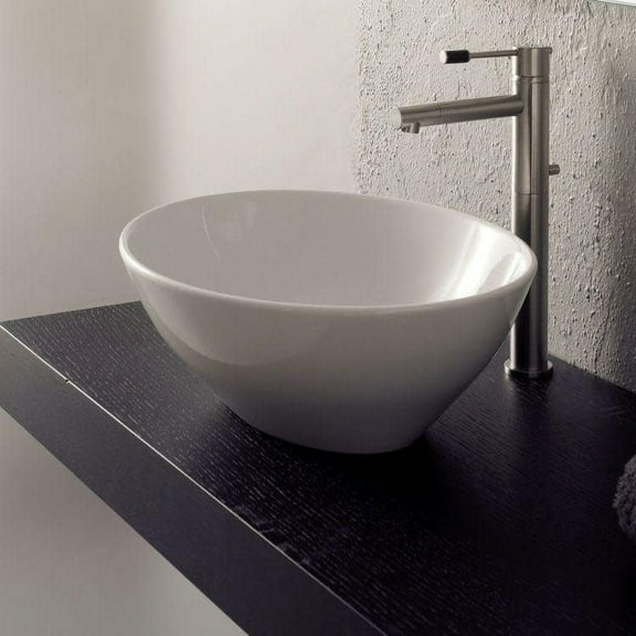 Nameeks 8011-No Hole Scarabeo 16-1/4" Ceramic Vessel Bathroom Sink - White