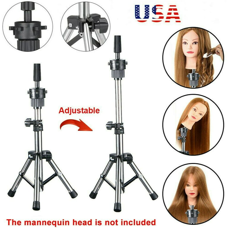 Training Head Stand, Salon Upgrade Wig Tripod Stand Mannequin Head Tripod  Hairdressing Training Holder, Adjustable Wig Head Stand Holder for Salons  Cosmetologis…