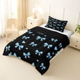 thumbnail image 2 of Erosebridal Fashion Bow Heart Twin Comforter Sets for Girls, Blue Bow Bedding Set for Kids Teens, Black Reversible, 2-Piece, 2 of 6
