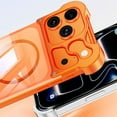 thumbnail image 6 of For iPhone 17 Pro Phone Case,Compatible with Mag-Safe,Crystal Transparent Back,Borderless Design,Anti-Scratch Metal Rasied Bumper Protection,Shockproof Durable Rugged Phone Case Cover,Orange, 6 of 11