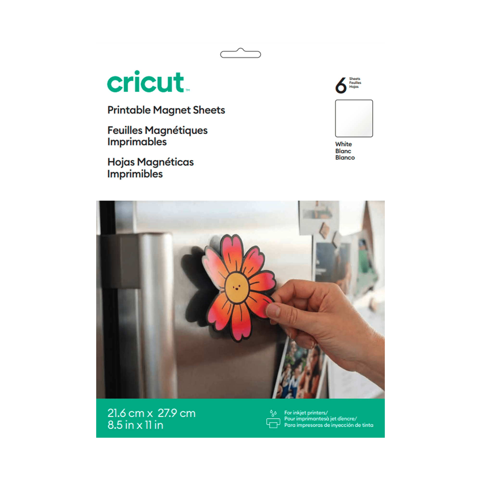 Cricut Printable Magnet Paper, (6), 8.5" x 11",White