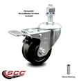thumbnail image 2 of 3 Inch Phenolic Swivel 12mm Threaded Stem Caster with Total Lock Brake SCC, 2 of 2