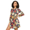 thumbnail image 3 of FORMRS Womens Long Sleeve Nightgowns Crew Neck Sleep Shirt Soft Pajamas Sizes S-3XL, Red Floral, 3 of 8