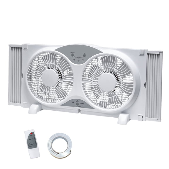 BEYOND BREEZE 9" Twin Window Fan, 3-Speed Expandable Window Fan with Reversible Airflow and Remote Control, New