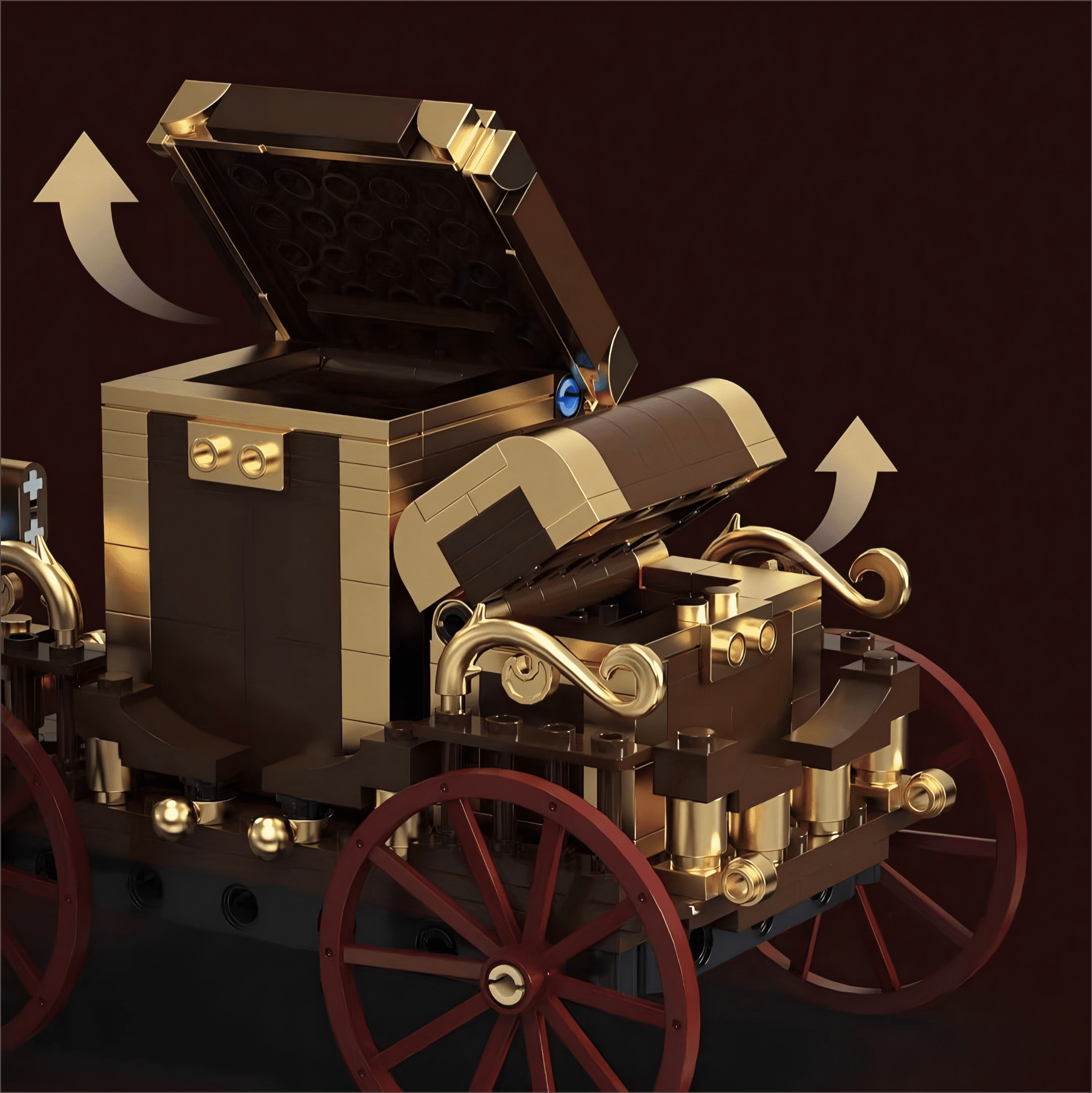 Steampunk Vintage Steam Car Building Blocks, Retro Mechanical Model Kit for Display, Home Office Table Decor (1331Pcs)