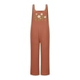 thumbnail image 4 of CAIXIA Overalls For Women Floral Embroidery Jumpsuits for Women Casual Denim Overalls with Pockets,Orange, 4 of 4