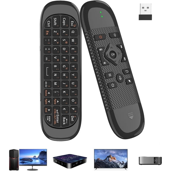 Air Mouse - with Voice, 6-Axis Gyroscope, Bluetooth, Infrared LearningPower Button only, USB Remote Control, Multi-Function Mini Wireless Keyboard, Suitable for Smart TV/Android TV Box/PC