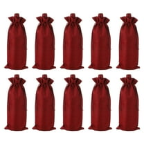 Uxcell 10 Pcs Burlap Wine Bags Wine Bottle Gift Bags with Drawstrings Liquor Bottle Covers for Wedding Burgundy