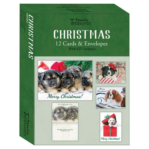 Family Treasures Wholesale 22504X Puppies Christmas Boxed Card, Box of 12