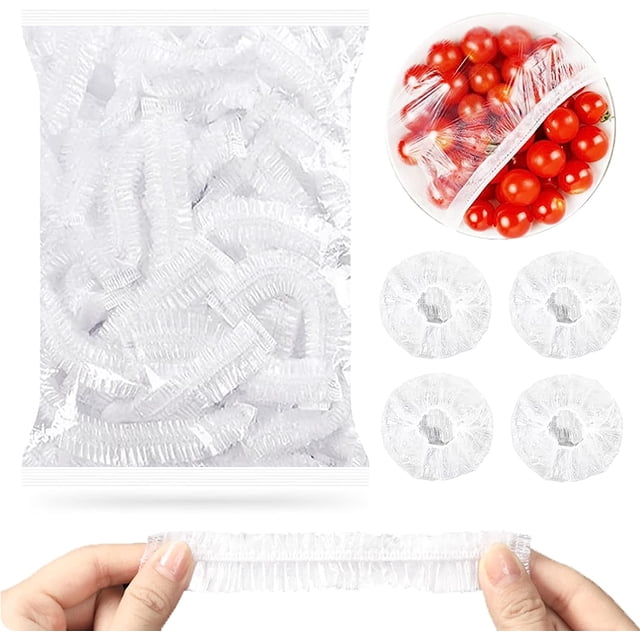 300 piezas Charlotte de alimentos reutilizables NQ film transparente con bandas elásticas