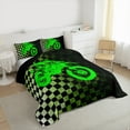 thumbnail image 4 of Manfei Green Dirt Bike Bedding Comforter Set for Boys, Modern Buffalo Checkered Flag Twin Comforter Sets, Motorcycle Sports Reversible Bedding Set, Breathable Home Decor, 2-Piece, 4 of 9