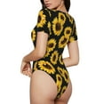 thumbnail image 3 of Naloa Sunflower 6 Women's Short-Sleeved Onesie, One-Piece Swimsuit for Parties, dates, clubs - Medium, 3 of 9