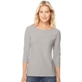 thumbnail image 1 of Hanes 00090563950843 T-Shirt à Manches Raglan en Coton Extensible pour Femmes Gris Chiné - Extra Grand, 1 of 2