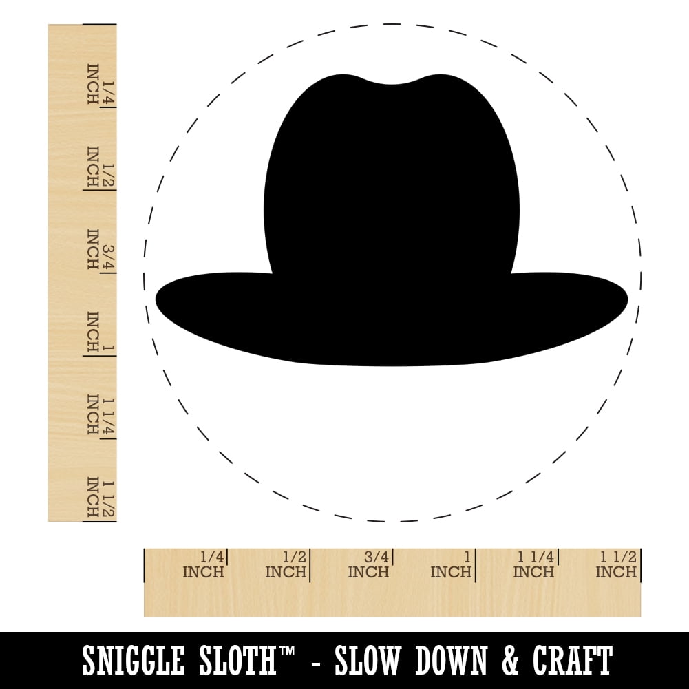 Cowboy Hat Solid Self-Inking Rubber Stamp Ink Stamper - Black Ink - Large 1-1/2 Inch