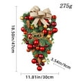 thumbnail image 2 of Christmas Wreaths for Front Door,Christmas Teardrop Swags,Simulation Garland Hanging with Christmas Ball for Indoor Outdoor Stairway Wall Door, 2 of 10