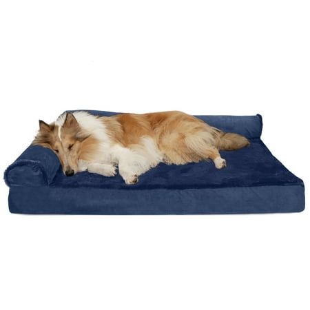 UPC: 0842229107913 | FurHaven Pet Products Plush & Velvet Deluxe Chaise Lounge Cooling Gel Memory Foam Sofa Pet Bed for Dogs & Cats – Deep Sapphire Jumbo