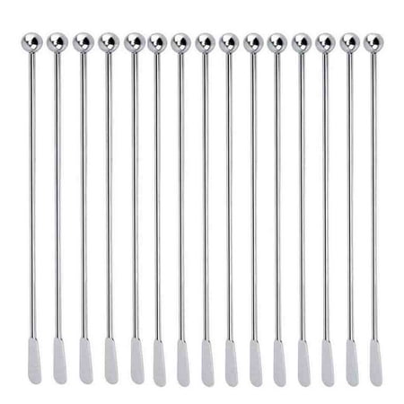 

15 Pcs Reusable Swizzle Sticks Coffee Stirrers Beverage Stir Sticks Stainless Steel Cocktail Swizzle Sticks with Small Rectangular Paddles