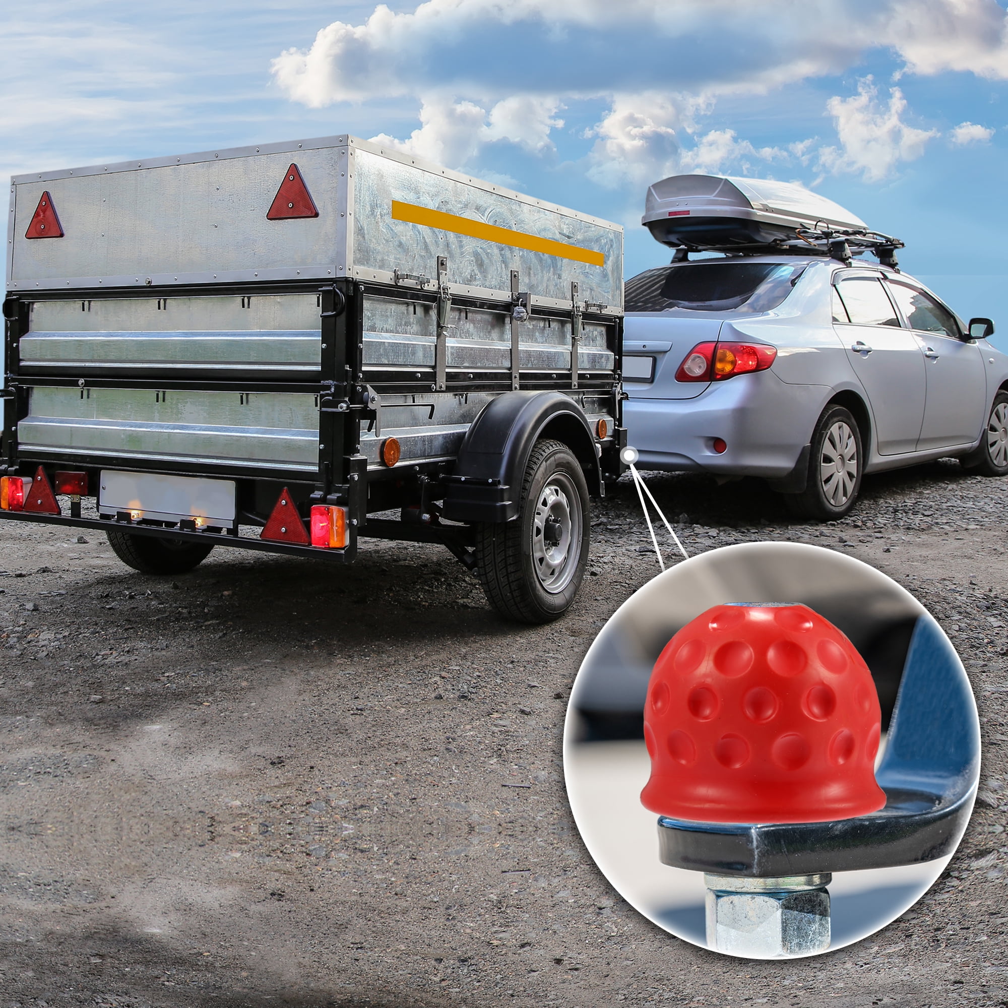 Unique Bargains Trailer Hitch Ball Cover Waterproof Dustproof Red for Car Truck RV