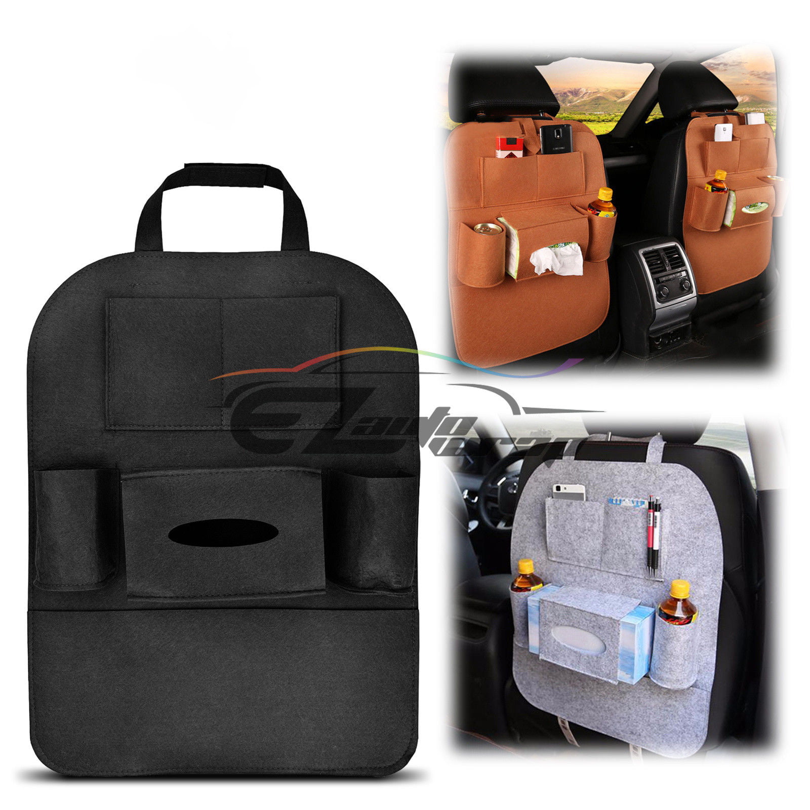 Car Seat Back Bag Organizer Storage iPad Phone Holder Multi Pocket Leather Cool 