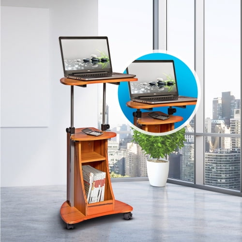 SittoStand Rolling Adjustable Height Laptop Cart With Storage
