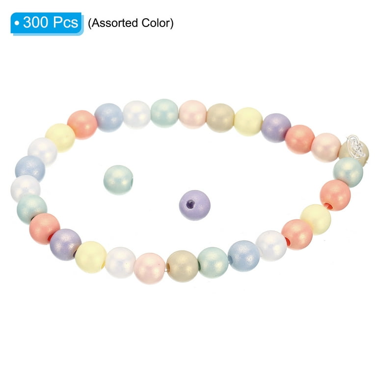 Uxcell 6mm Acrylic Beads for Jewelry Making, 300 Pack Acrylic Round Beads  for Bracelets Style 1, Mix Color 