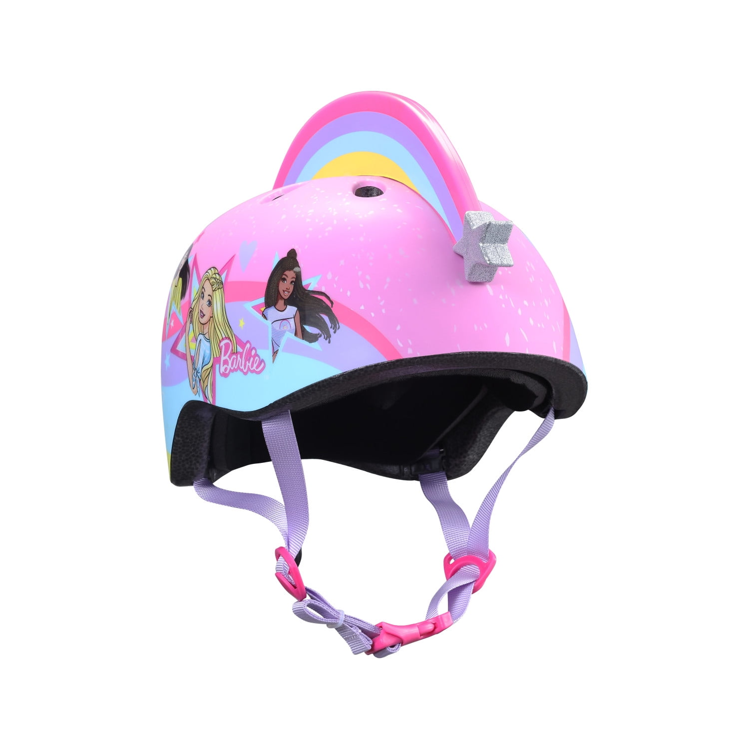 Barbie Rainbow Mohawk Kids Bike Helmet, 3D Helmet for Kids Ages 5+