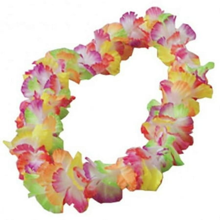 US Toy HL173X5 Rainbow Large Petal Hawaiian Leis - 12 Per Pack - Pack of 5