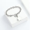 thumbnail image 3 of Stainless Steel Link Bracelet Lucky Clover Urn Pendant Cremation Jewelry for Ashes Holder Memorial Funeral Urn Bracelet for Ashes, 3 of 5